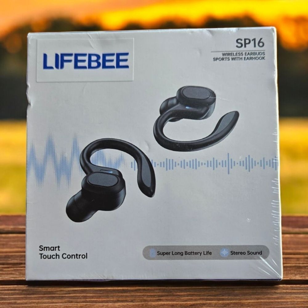 LIFEBEE Wireless Earbuds Sport Earhook NIB Black Smart Touch Headphone Gift Box